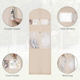 Zilink 72" Wedding Dress Garment Bag Dress Bags for Gowns Bridal Garment Bag for Long Dresses with 12”Gusseted and Accessory Pockets for Wedding Dress, Puffy Gowns [Upgraded Version], Beige