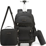Meetbelify Rolling Backpack for Girls Backpack with Wheels for Elementary Student Kids School Bag with Lunch Box Pencil Case for Girls Ages 6-8 Years Old Black