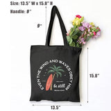 TSIIUO Even The Wind And Waves Obey Him Beach Canvas Tote Bag for Women Christian Summer Grocery Shopping Shoulder Bag Black