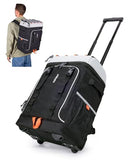 TOURIT 50 Cans Rolling Backpack, Double Deck & Dual-Bar Handle Travel Soft Cooler Bag with Wheels, 30L Space Beach Cooler Size 18"(15"+3")×13"×11",Black