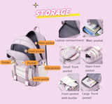 ETAISHOW Cat Print Rolling Backpack for Girls Kids Backpack with Wheels Roller Bookbag Trolley School Bag Wheeled Bag Pink