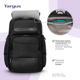 Targus 15-16 Inch Heritage Luxe Backpack, Professional Laptop Backpack with Padded Laptop Compartment, Ergonomic Shoulder Straps, Water-Resistant Fabric, Spacious Storage, Black (TBB656GL)