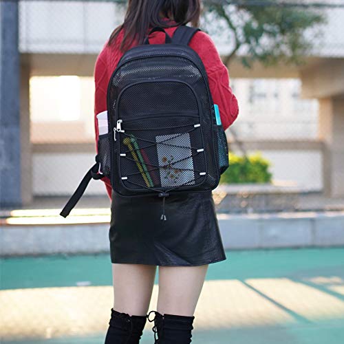 Heavy Duty Mesh Backpack, See Through College Backpack, Reflective Design