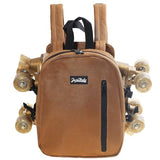 JajaHoho Roller skates bags for Women Men, Multi-functional Sports Backpack for Rollerskates, Ice skates, Inline skates, Skate Gear Storage, Durable and Stylish, 11 x 9 x 3 inches (Chestnut Brown)