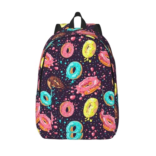 GVGOAGL Donut Bright Food School Backpack for Girls Boys Women Lightweight Canvas Bookbag Casual Laptop Daypack for Travel Outdoor Camping, 17 Inch