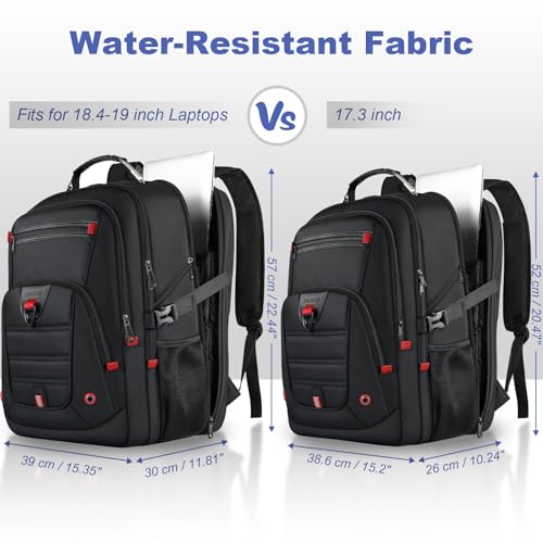 Z-MGKISS Extra Large Backpack for Men, Gaming Laptop Travel Bag Fits 18.4-19" Laptops, Long-Term Durability TSA Flight-Approved Backpack, Anti-Theft Gym College Business Work Mens Daypack, Black