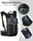 Outplea Foldable Cycling Backpack for Men Women, Small Packable Waterproof Hiking Daypack with Waist Belt, 6L Lightweight Mountain Bicycle Backpack fit Helmet for MTB Biking Skiing Climbing, Black