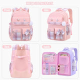 NSEQB Girls School Backpack Set With Lunch Box For Elementary Middle,Pink