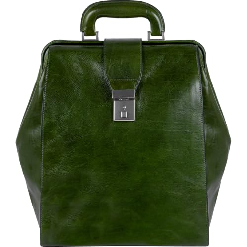 Time Resistance Leather Backpack for Men and Women - Business Rucksack Laptop Bag (Green)