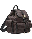 Calvin Klein Elora Organizational Backpack, Brown/Khaki/Black, One Size