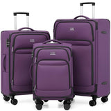 Coolife Luggage Sets 3 Piece Upgraded Softside Lightweight Dual Spinner