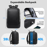 Expandable 16 Inch Laptop Backpack for Men, 40L Travel Backpack with USB-A&C Port, Flight Approved Carry On Backpack, 180° Laptop Compartment, Water-Resistant Business Work Backpack, Black
