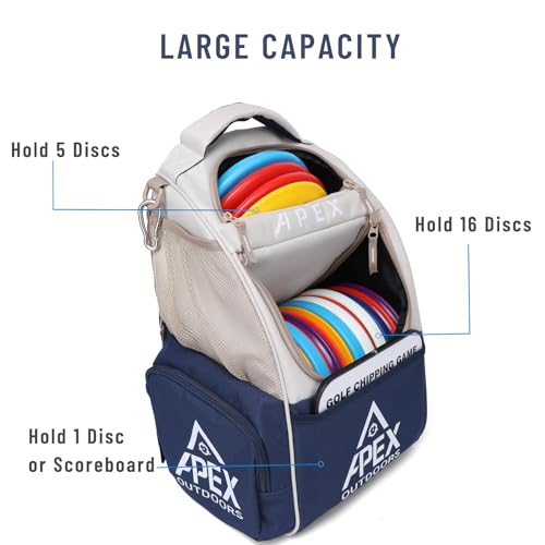 Apex Outdoors Disc Golf Bag, Large Disc Golf Backpack Holds Over 21 Discs