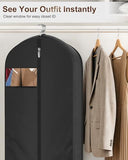 MISSLO 43"+65" Garment Bags for Travel 2 Packs Gown Dress Bag for Hanging Clothes with Suit Bags for Closet Storage Waterproof Garment Covers Long Wedding Dress Storage, Black