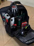 HY Toolbags Tech Pac Pro Professional Tool Backpack with 49 Pockets, Black Nylon, Waterproof Base, Heavy Duty Zipper, 32L Capacity, Tool Organizer for Electrician and HVAC