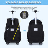 Rolling Backpack for Girls, 3PCS Bow Wheeled Girls Backpack Set with Lunch Bag and Pencil Case, Waterproof Kids School Bookbag for Elementary, Middle High School