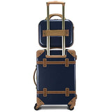 World Traveler Gatsby Vintage Style 2-Piece Hardside Carry-On Retro Train Case Spinner Luggage Set - Navy