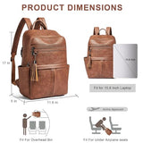 Mroede Leather Laptop Backpack for Women, 15.6" Causal Daypack Backpacks Purse Computer Backpack with Laptop Compartment for Travel Work College Business, Brown