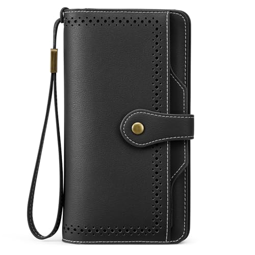 S-ZONE Wallets for Women Leather RFID Blocking Small Phone Wristlet Purse with Card Slots Womens Wallet Card Holder