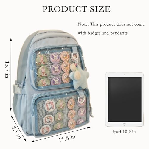 Lifelix School Backpack for Girls Ita Bag with Pin Display Insert Cute Anime Backpack for Students (Blue)