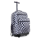 J World Sundance Laptop Rolling Backpack for Girls Boys. Roller Bookbag with Wheels, 20 Inch, Wavy Checkers