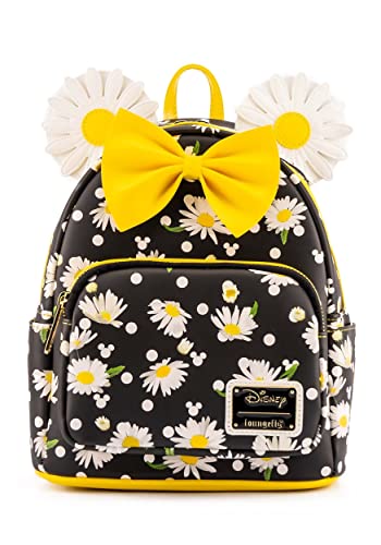 Loungefly Minnie Mouse Daisies Mini Backpack BlackWhiteYellow