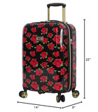 Betsey Johnson Designer 20 Inch Carry On - Expandable (ABS + PC) Hardside Luggage - Lightweight Durable Suitcase With 8-Rolling Spinner Wheels for Women (Covered Roses)