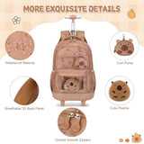 Similove Capybara Theme Rolling Backpack with Lunch Bag & Pencil Case, Kids Rolling Backpack for Girls, Wheeled School Bookbag with Telescoping Handle for Kindergarten Elementary Middle High School