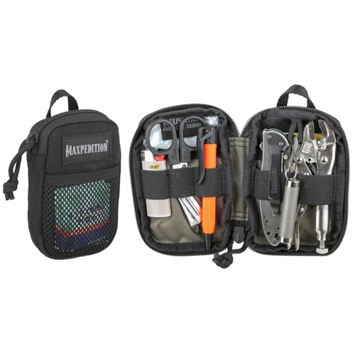 MAXPEDITION Pico Pocket Organizer, Ultra Compact EDC Gear Pouch, Tactical Utility Pouch for Everyday Carry, Tools, Gadgets, Outdoor First-Aid Kit, Survival (Black)