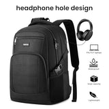 YAMTION Black Backpack for Men and Women, Laptop Backpack, School Backpack for Boys and Girls, Lightweight Bookbag, Work Backpack Fits 15.6 Inch Notebook