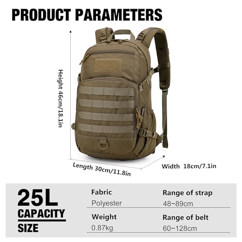 Mardingtop 25L Tactical Backpack + Molle Tactical Utility Pouch