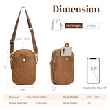 S-ZONE Small Crossbody Bags for Women Trendy RFID Blocking Cross body Bag Leather Cell Phone Wide Strap Shoulder Purses Light Brown