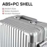VATILIN 20 Inch Aluminum Frame Hardside Carry On Luggage, Airline Approved Zipperless Lightweight Suitcase with Spinner Wheels & TSA Lock for International Travel & Business, Silver