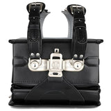 Alzoear Ransel Randoseru Backpack Semi-automatic satchel Japanese school bag for girls and boys PU leather Black