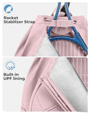 ecosmile Drawstring Backpack Sports Gym Bag, Puffer Tennis Racket Bag with Shoe Compartment & Wet Pocket Pickleball Badminton Bag for Women (Pink)