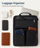 MIAOJIE Over Luggage Organizer Bag for Suitcase with Multi Pockets, 16” Laptop Bag with Handle, Portable Travel Organizer Bags for Luggage with Adjustable Straps, Tote Carry Bag for Men Women(Black)