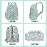 Pepailug Mesh Backpacks for School, Heavy Duty Breathable See Through Bookbag for Women Girls Boys Kids, Large Capacity Mesh bag for Beach Swimming Gym Work Travel- Floral Matcha Green