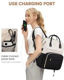 LOVEVOOK Laptop Backpack for Women, Fashion Computer Backpacks Purse, School Student Bookbag for Girl, Business Travel Bags, Doctor Nurse Backpack for Work, Fits 15.6-Inch Laptop, Beige-Black