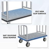 Heavy Duty Luggage Cart - 8" Wheels with Brackets, Commercial Grade Hotel Luggage Trolley, Deluxe Rectangular Steel Bellman Cart with Platform for Hotels Use (38"X 42" X 25")