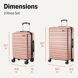 Amazon Basics 2-Piece Hardshell Suitcases Set (21", 30"), Expandable Travel Luggage with Scratch-Resistant Surface, Four Multi-directional Wheels, Telescopic Handle, Rose Gold