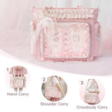 Ita Bag with DIY Accessory Kit - Clear Window Y2K Kawaii Lace Crossbody Bag with Display Insert for Pins & Button Badges, Perfect for Anime & Con Fans (Pink)