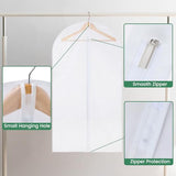 6 Pack Garment Bags for Hanging Clothes - Translucent Suit Bag for Closet Wardrobe Storage Travel - 24" x 42"