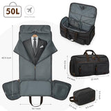 S-ZONE Garment Bag for Travel Carry on Duffle Bag for Men Travel Convertible Suit Bags Carry on Luggage Hanging Suitcase Travel Bag with Toiletry Bag, Black, 50l, Travel Garment Bag