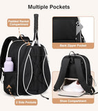 Marvolia Tennis Bags for Women Men, Tennis Backpack Holds 2 Rackets with Ventilated Shoe Compartment & Wet Pocket, Tennis Racket Bag Backpack for Pickleball Tennis Badminton - Black