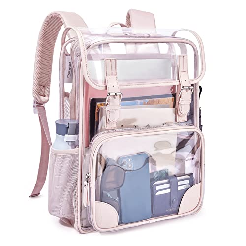 mommore Clear Backpack for School 17" Heavy Duty Transparent Bookbag