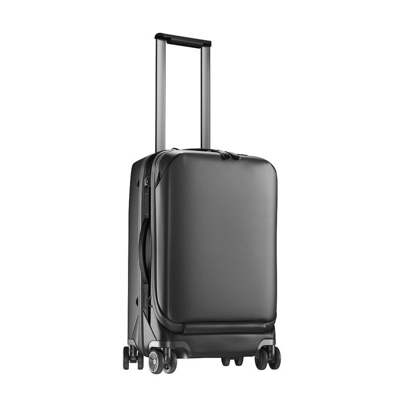 Peak Design Roller Pro Carry-On, Black, Expandable Small Suitcase with Wheels, Carbon Fiber Handle, Drawbridge Opening, Hybrid Soft/Hard Shell, Custom Hardware, Fits XL Camera Cube or Packing Cubes