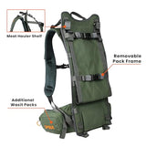 SPIKA Hunting Backpack Internal Frame for Men Waterproof Hunting Pack with Rifle Holder Rain Cover Extendable 40L+ Capacity