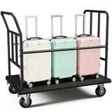 Luggage Cart,850LB Load Luggage Trolley with 5" Quiet Wheels & Secures Poles,Heavy-Duty Steel Hand Truck for Hotel Bellman,Airport,Commercial Use,Non-Slip Platform Dolly(42.51" x 25.19" x 34.25")