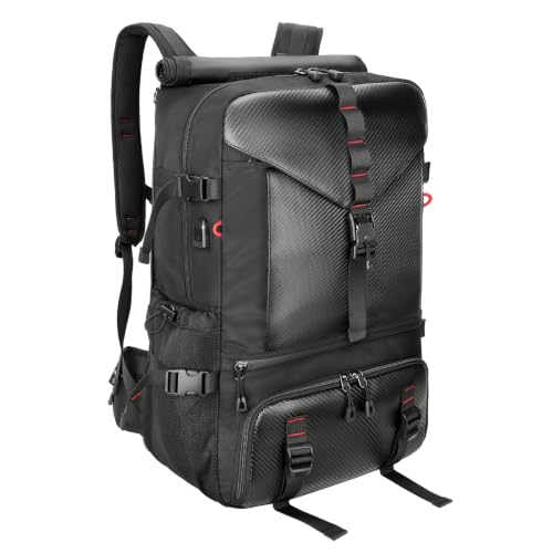 SWICKY Carry-on Travel Backpack for Men, Airline Approved Convertible Duffle Backpack with Shoe Compartment & USB Charging Port, Water Resistant 17.3 Inch Laptop Backpack for Travel Gym Camping