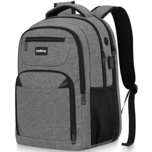 kadilong Business Laptop Backpack for Men, 15.6 Inch Travel Laptop Bag Back Pack with USB Charging Port, Water Resistant Bookbag Computer Backpack for Work College, Dark Grey
